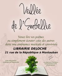 Veillée poétique - Librairie Deloche à Montauban. Le jeudi 15 octobre 2015 à Montauban. Tarn-et-Garonne.  17H30